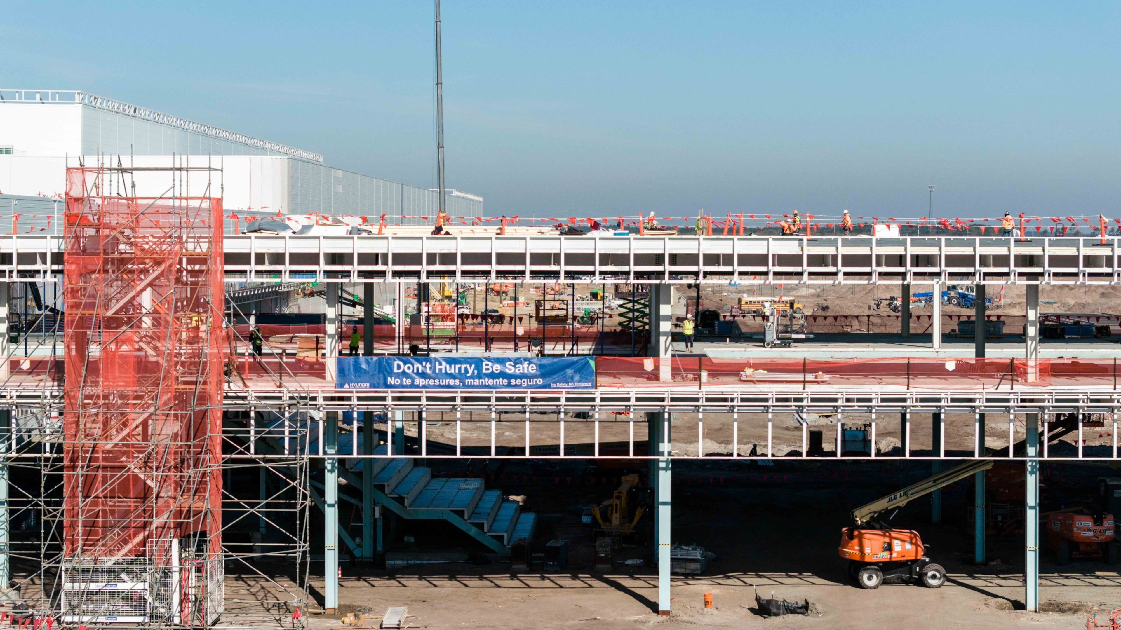 The Hyundai Metaplant's construction in Bryan County, which met a lightning-fast two-year completion time frame, has drawn scrutiny over worker safety incidents. (Justin Taylor/The Current GA 2024)